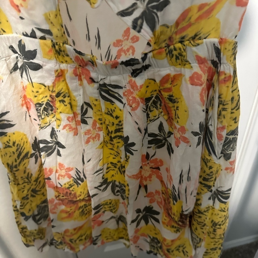 Free People Tropical Floral Boho Cutout Tie Front Part Time Lover Mini Dress 4 - Picture 3 of 9
